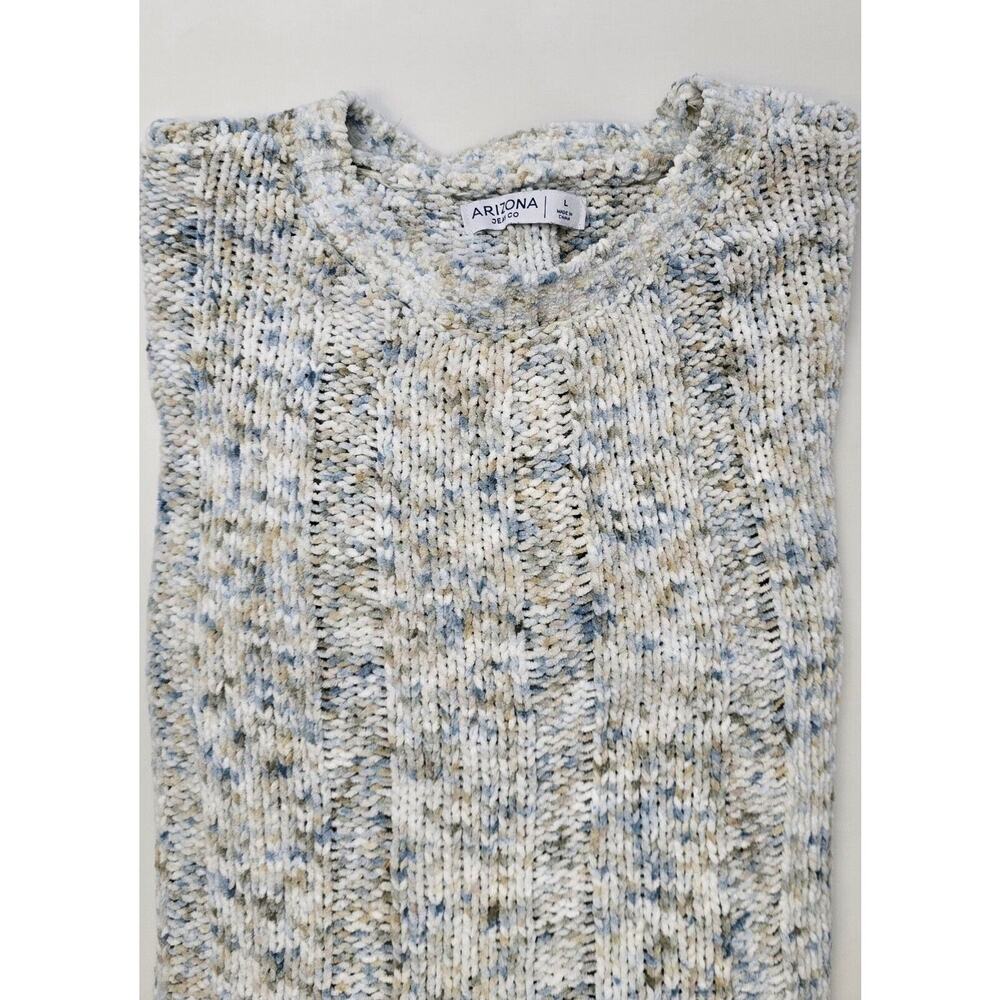 Arizona Jean Co Pullover Crew Neck White Blue Speckle Crop Sweater Women Large - Picture 3 of 3